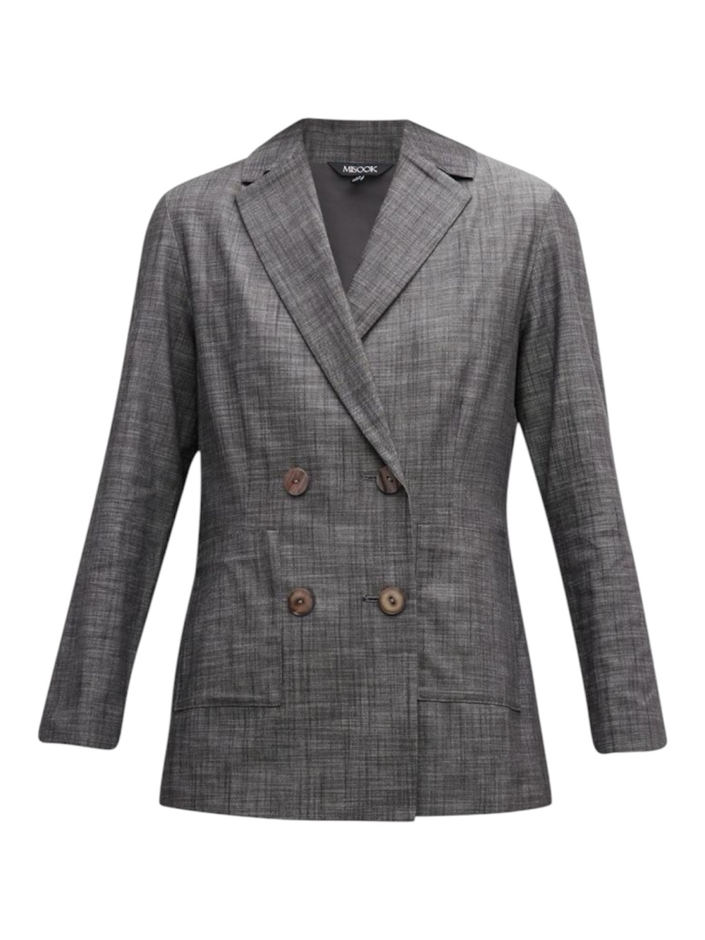 NWT Misook Women’s Double-Breasted Chambray Blazer Career Professional Grey sz L